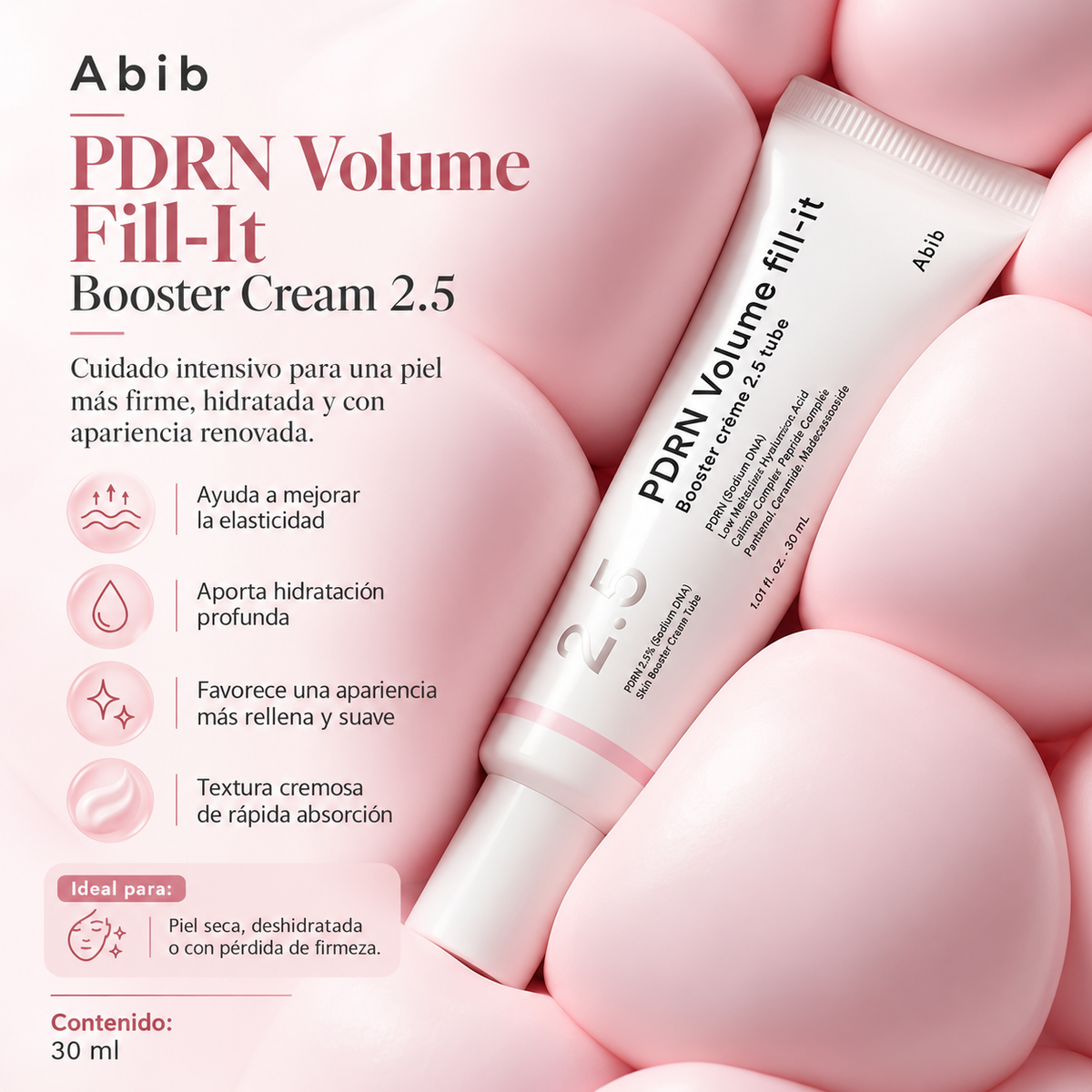 ABIB – PDRN Volume Fill-it Booster Crème 2.5 Tube 30 ml | Crema Reafirmante con PDRN 1.5% y Volufiline