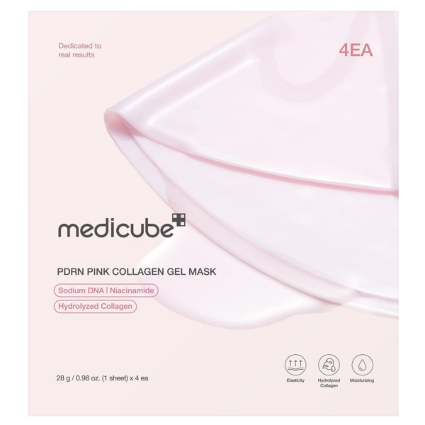 MEDICUBE - PDRN Pink Collagen Gel Mask Set 4 – Mascarillas en Gel Hidratantes y Reafirmantes
