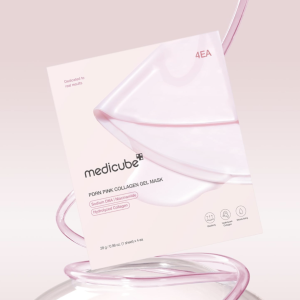 MEDICUBE - PDRN Pink Collagen Gel Mask Set 4 – Mascarillas en Gel Hidratantes y Reafirmantes