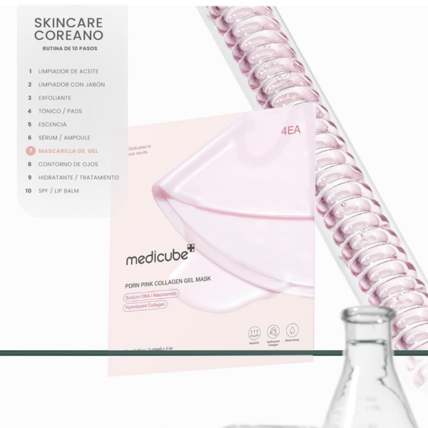 MEDICUBE - PDRN Pink Collagen Gel Mask Set 4 – Mascarillas en Gel Hidratantes y Reafirmantes