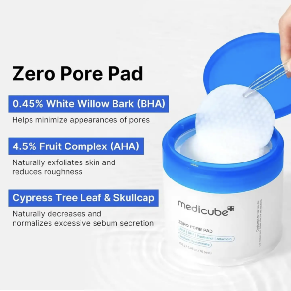 MEDICUBE - Zero Pore Pad 2.0 | Pads Tónicos para Reducir Poros y Controlar el Exceso de Sebo, 70 pzs