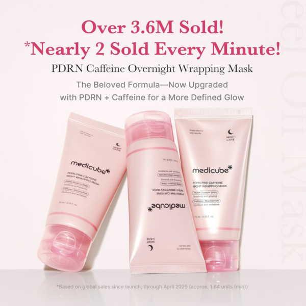 MEDICUBE – PDRN Pink Caffeine Night Wrapping Mask 75 ml – Mascarilla Nocturna Reafirmante e Hidratante