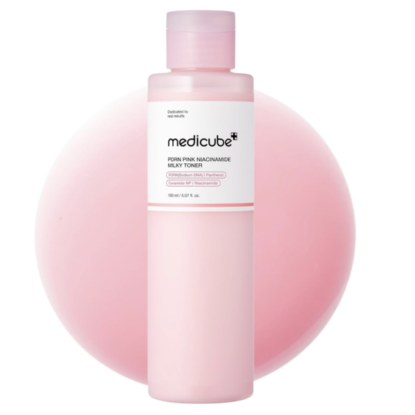 MEDICUBE – PDRN Pink Niacinamide Milky Toner 150 ml – Tónico Hidratante e Iluminador