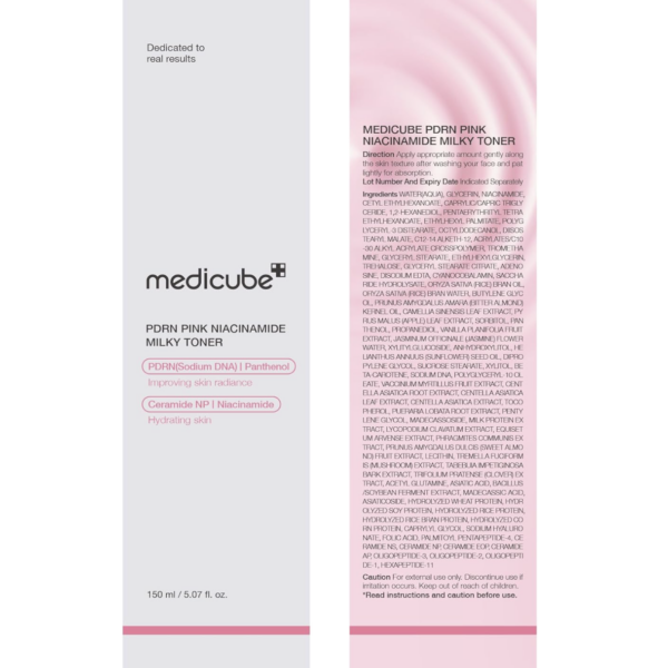 MEDICUBE – PDRN Pink Niacinamide Milky Toner 150 ml – Tónico Hidratante e Iluminador