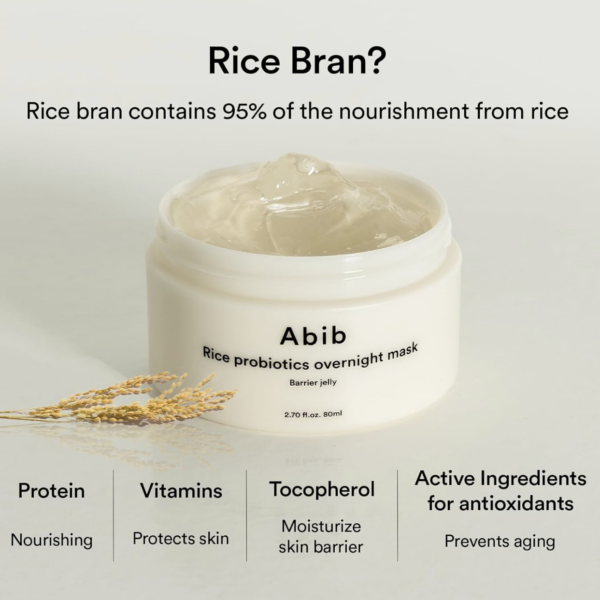 ABIB – Rice Probiotics Overnight Mask Barrier Jelly – Mascarilla Nocturna Hidratante y Reparadora