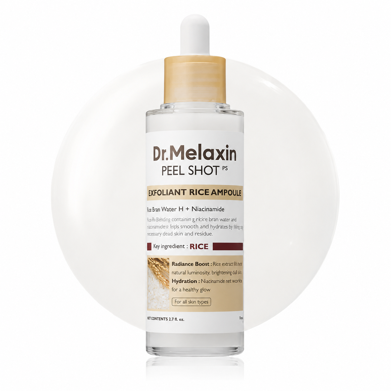 Dr. Melaxin - Peel Shot PS Exfoliating White Rice Ampoule | Ampoule Exfoliante e Iluminadora con Agua de Arroz y Niacinamida 80 ml