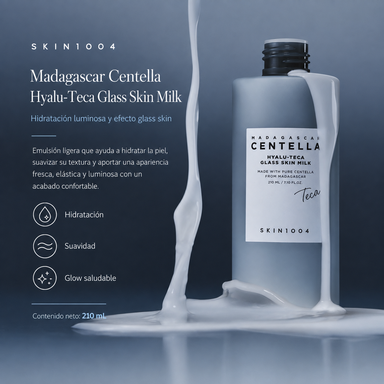 SKIN1004 - Madagascar Centella Hyalu-Teca Glass Skin Milk – Esencia Lechosa Hidratante para Efecto Glass Skin 210 ml
