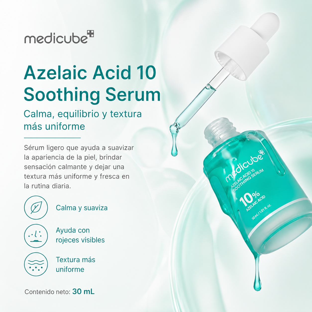 Medicube - Azelaic Acid 10 BB Soothing Serum – Suero Calmante con 10% Ácido Azelaico y Niacinamida 30 ml