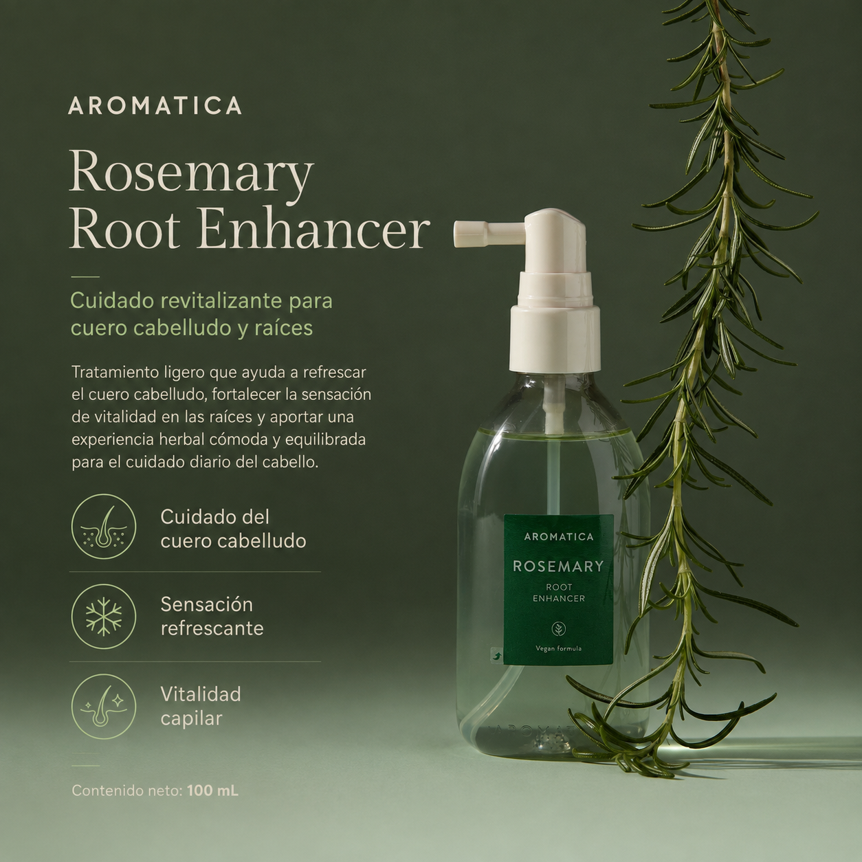 Aromatica - Rosemary Root Enhancer – Tónico Capilar Fortalecedor con Romero 100 ml