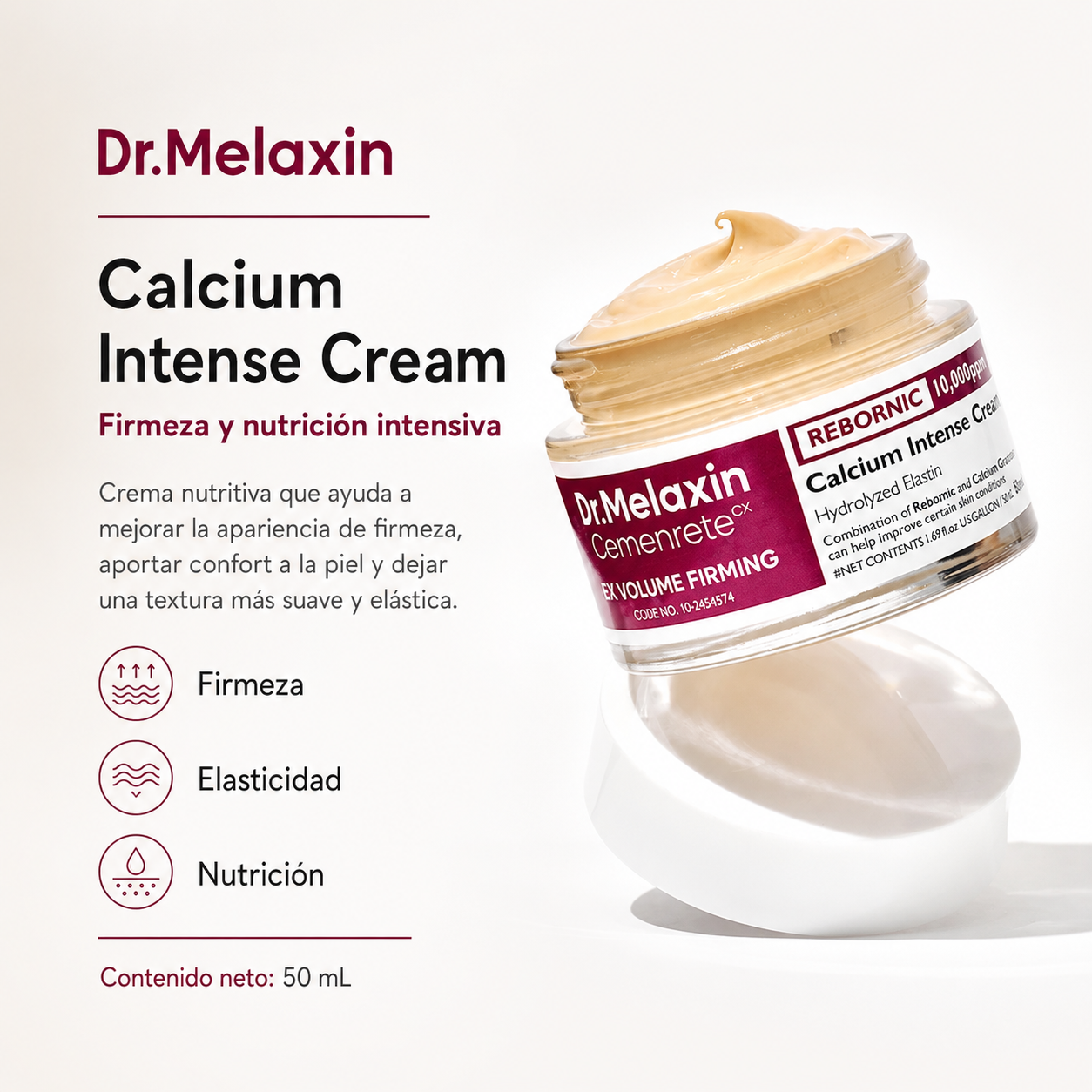 Dr. Melaxin - Cemenrete CX Calcium Intense Cream – Crema Reafirmante con REBORNIC, Calcio y Colágeno 50 ml