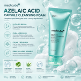 Medicube - Azelaic Acid Capsule Cleansing Foam – Limpiador Facial con Ácido Azelaico, Niacinamida, Tea Tree y Pantenol 120 g