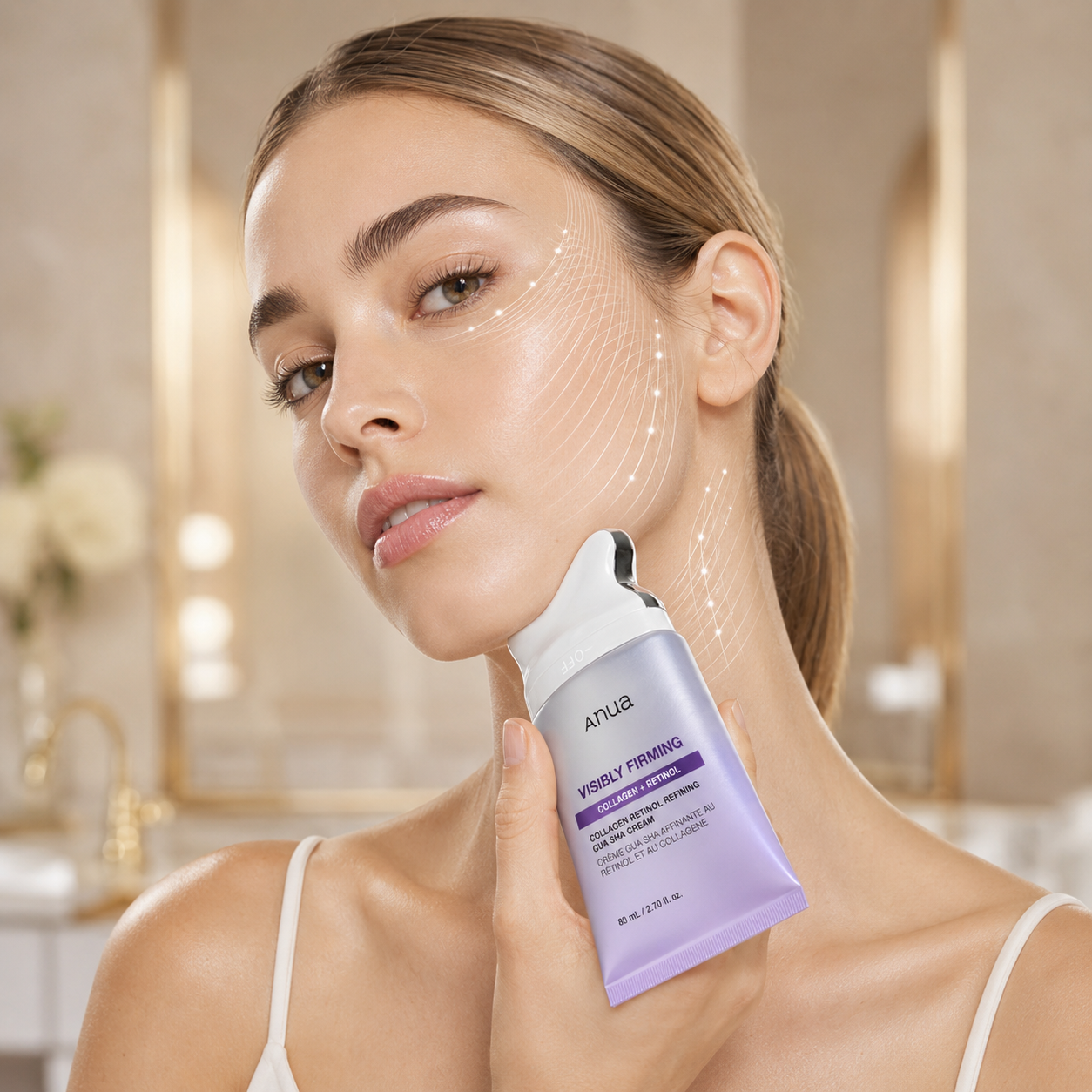 Anua - Collagen Retinol Refining Gua Sha Cream – Crema Reafirmante para Cuello con Retinol, Colágeno y Péptidos 80 ml