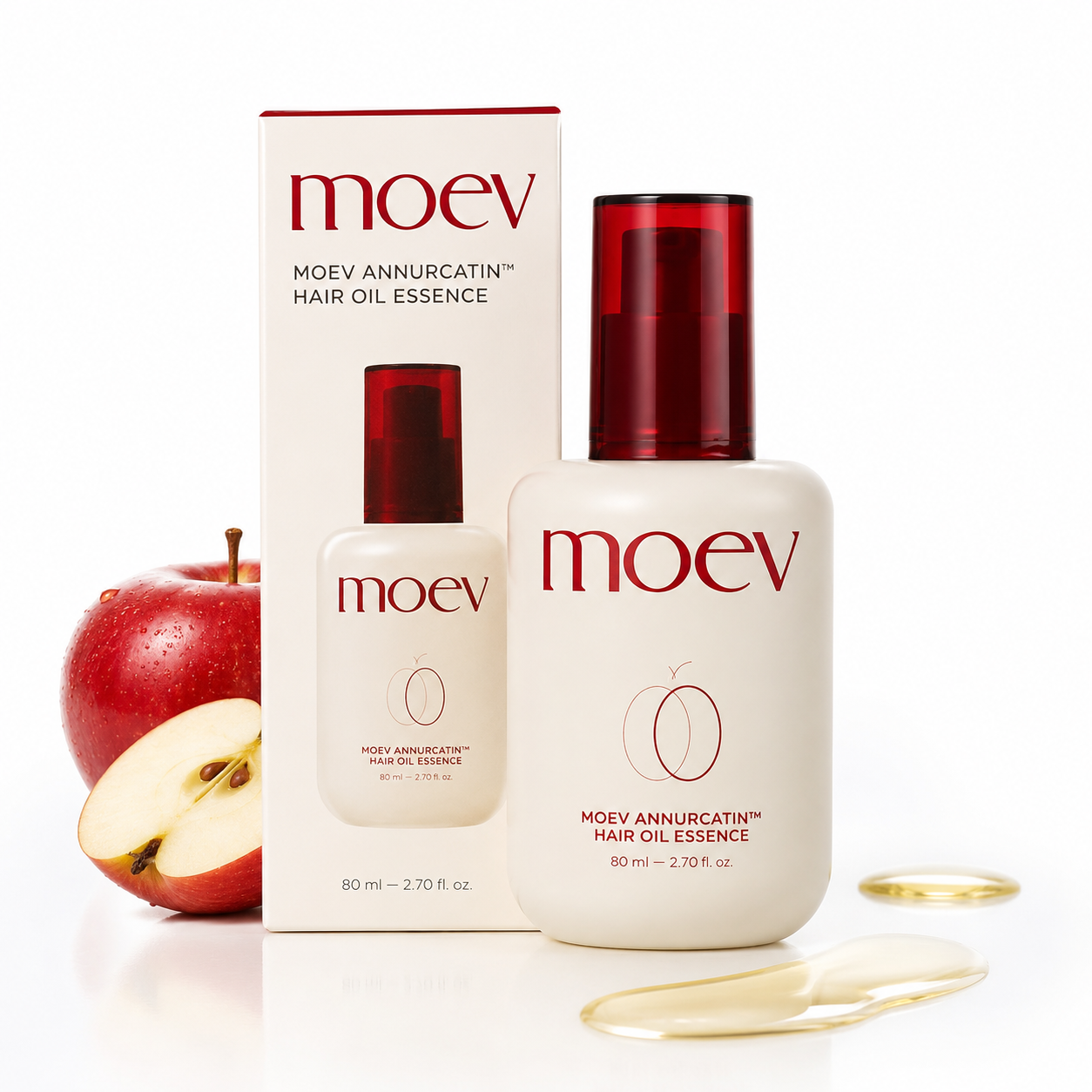 MOEV - Annurcatin Hair Oil Essence Aceite Capilar Antifrizz con Biotina y Manzana Annurca 80 ml