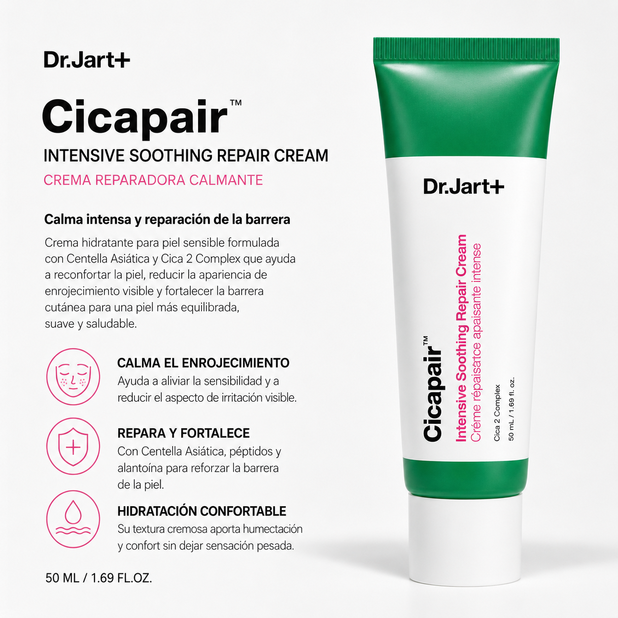 Dr.Jart+ - Cicapair Intensive Soothing Repair Cream - Crema Calmante Reparadora con Cica 50 ml