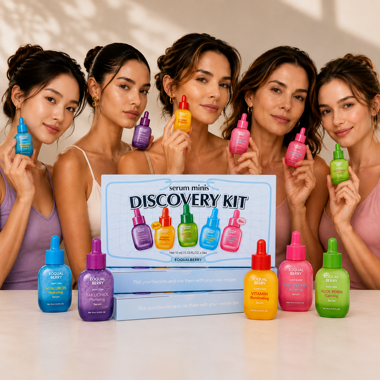 EQQUALBERRY – Serum Minis Discovery Kit 10 ml x 5 Piezas – Set de Sérums