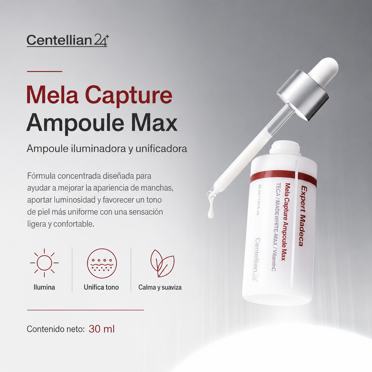 Centellian24 - Expert Madeca Mela Capture Ampoule Max | Sérum Iluminador Antimanchas con TECA, MadeWhite Max y Vitamina C 30 ml