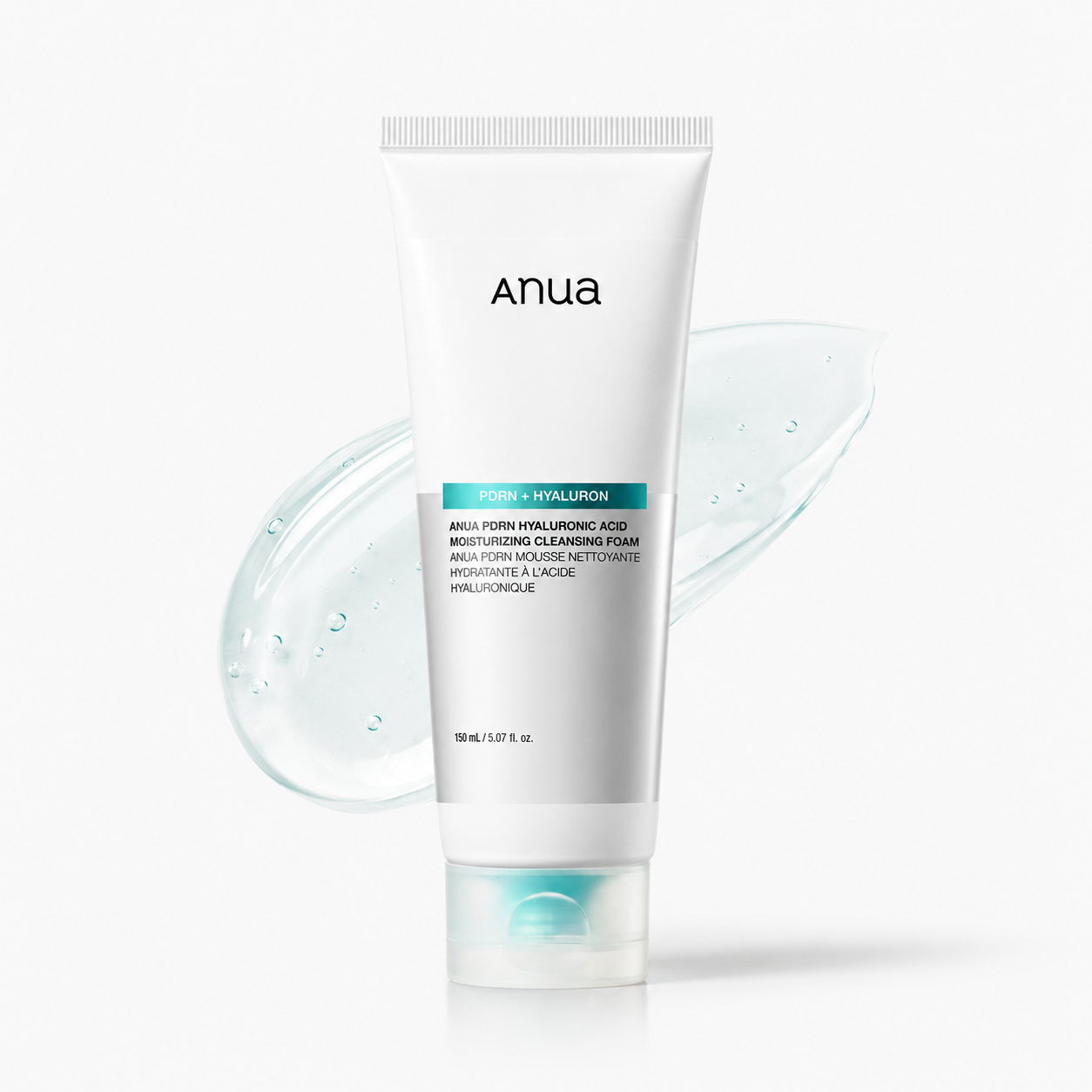 ANUA - PDRN Hyaluronic Acid Moisturizing Cleansing Foam | Limpiador Facial Hidratante con PDRN y Ácido Hialurónico 150 ml