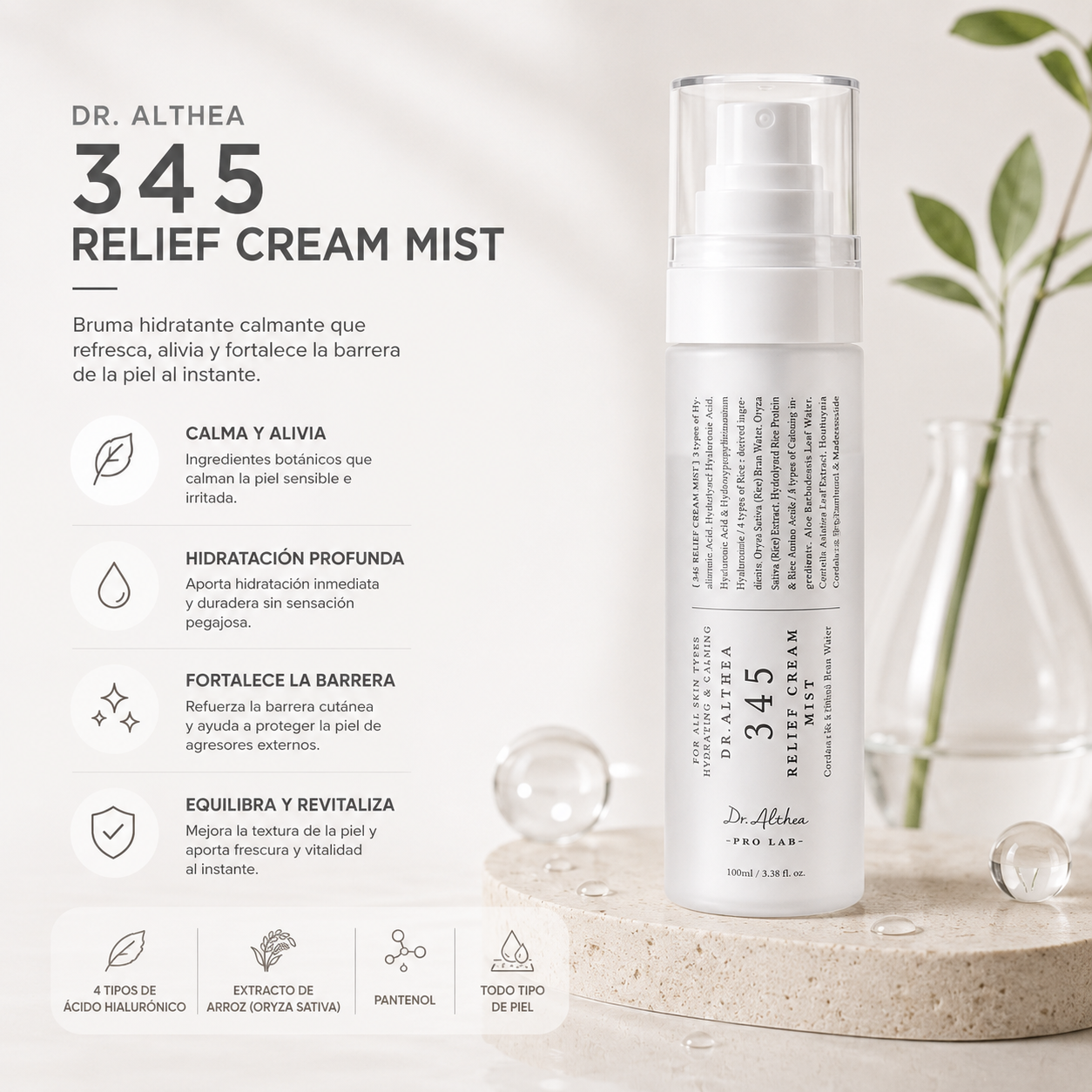 DR. ALTHEA – 345 Relief Cream Mist 100 ml – Spray Facial Hidratante y Calmante
