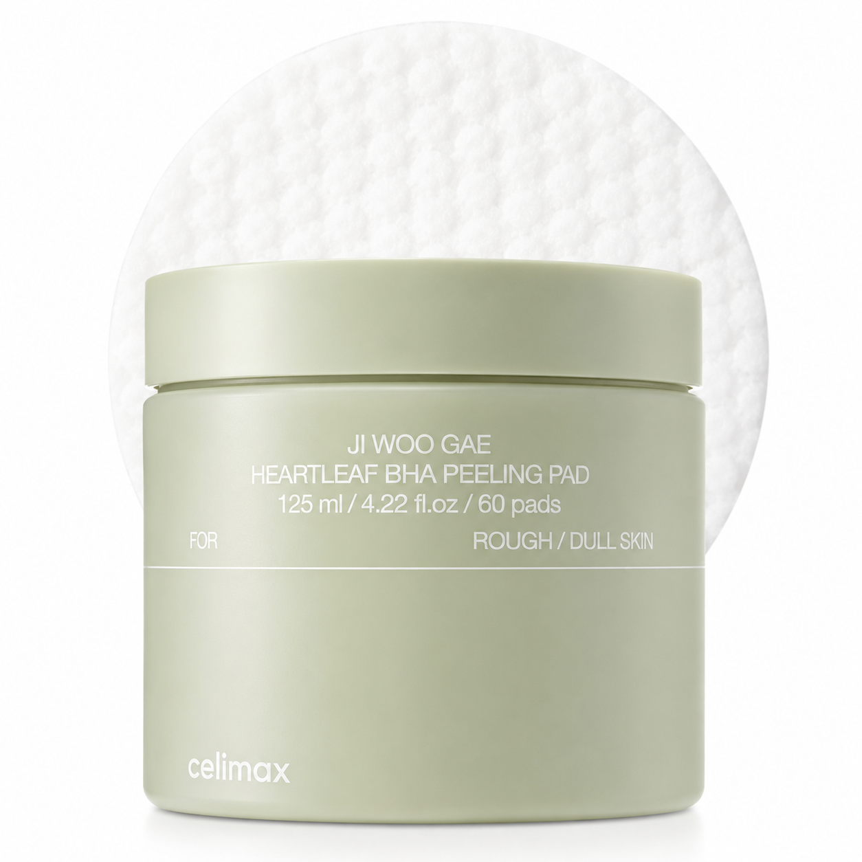 CELIMAX - JIWOOGAE Heartleaf BHA Peeling Pad – 125 ml (60 Pads) | Exfoliación Suave y Limpieza de Poros