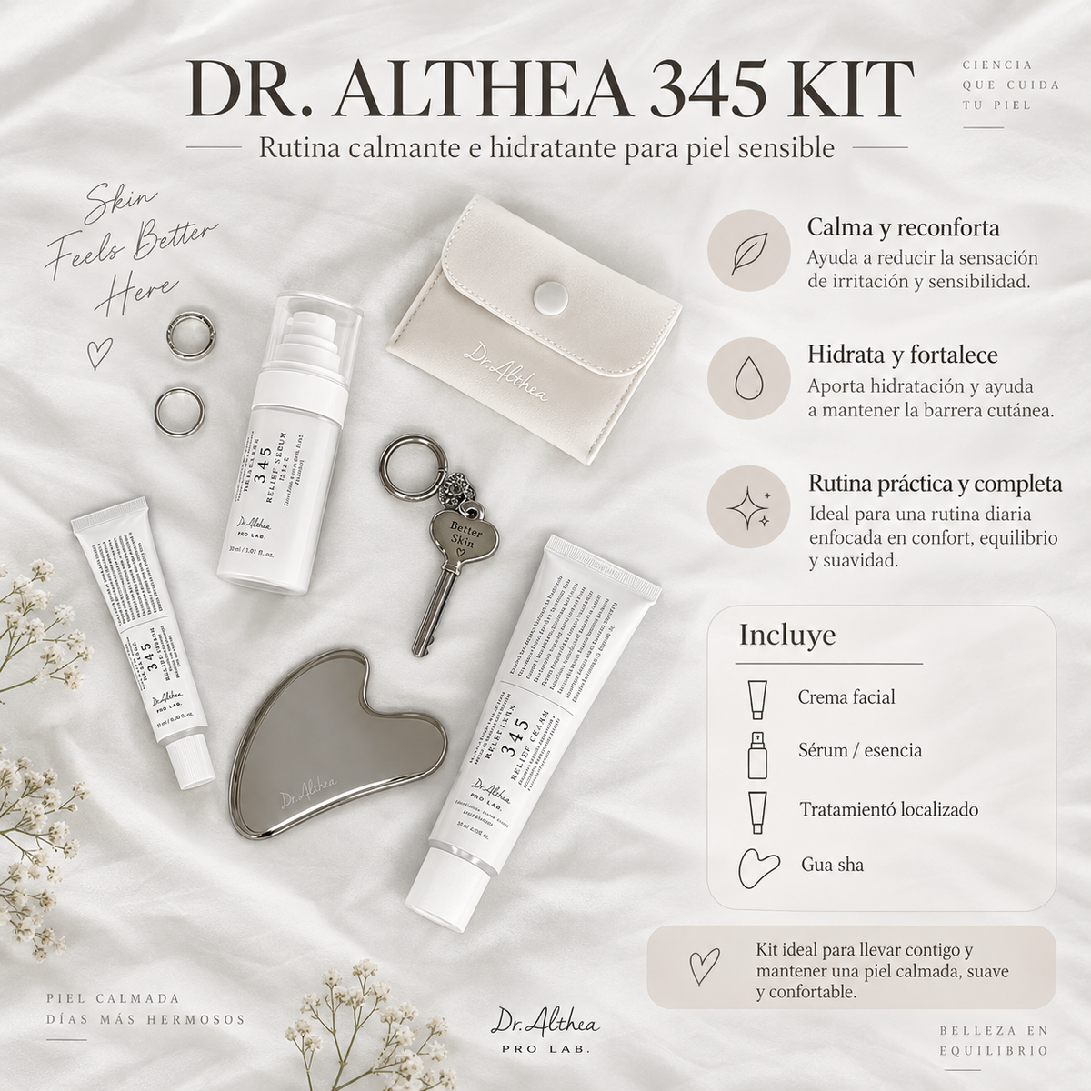 Dr. Althea - 345 Travel Set – Kit Calmante de Viaje con Relief Cream Mist, Serum y Cream 3 piezas
