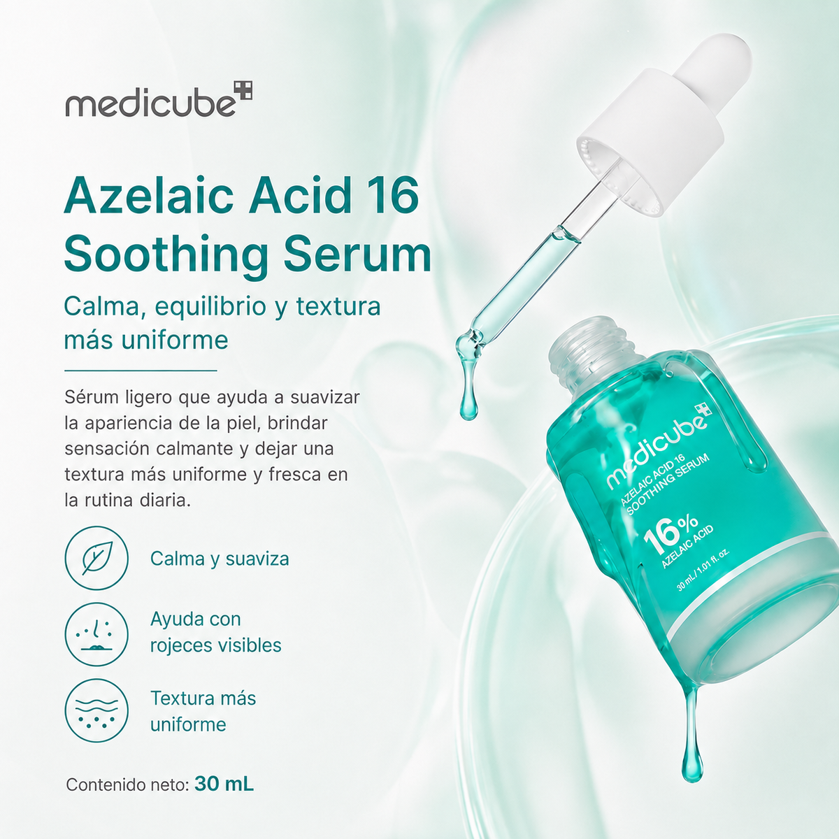 Medicube - Azelaic Acid 16 BB Soothing Serum – Suero Calmante con 16% Ácido Azelaico y Niacinamida 30 ml