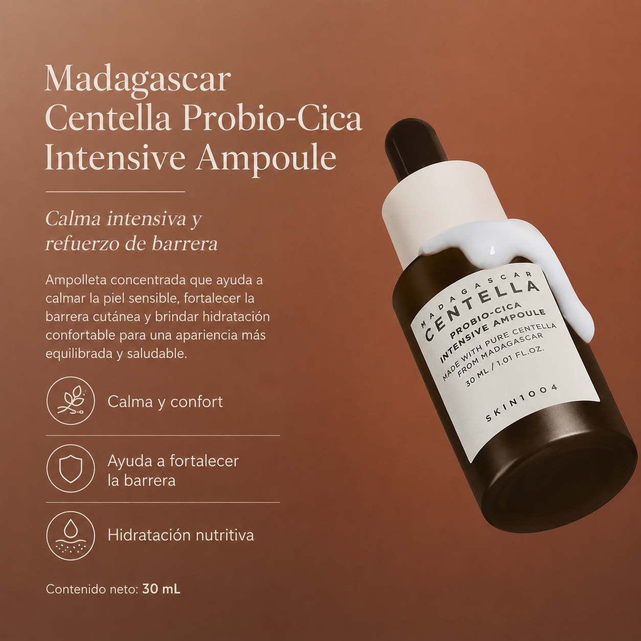SKIN1004 - Madagascar Centella Probio-Cica Intensive Ampoule – Ampolla Reparadora con Centella Fermentada y Ceramidas 30 ml