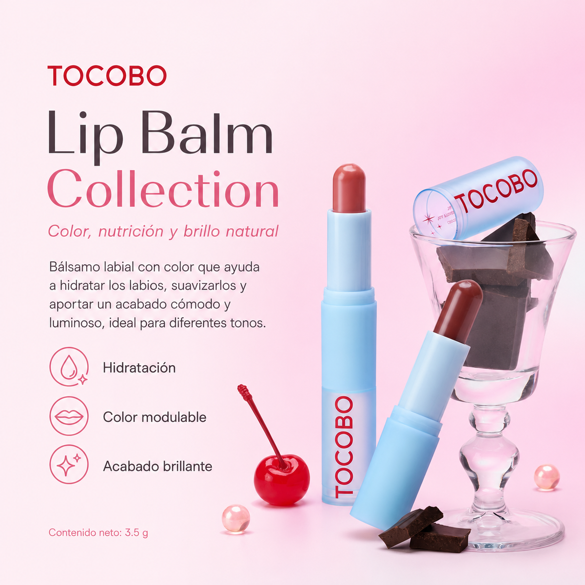 TOCOBO Glass Tinted Lip Balm | Bálsamo Labial con Color, Brillo e Hidratación 3.5 g