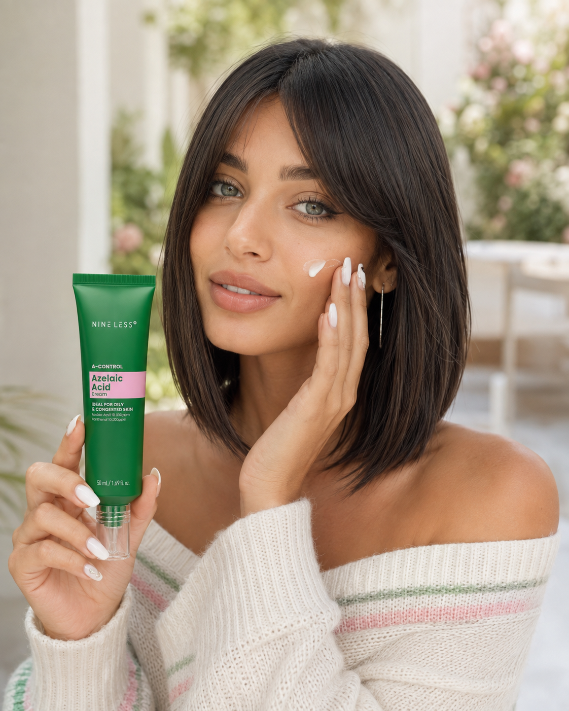 NINE LESS - A-Control Azelaic Acid Cream – Crema Facial con Ácido Azelaico, Pantenol y Centella para Piel Grasa y con Imperfecciones 50 ml
