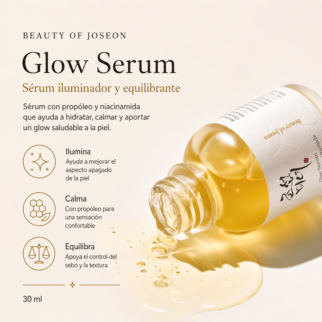 BEAUTY OF JOSEON - Glow Serum Propolis + Niacinamide | 30ml | Suero antiacné y minimizador de poros
