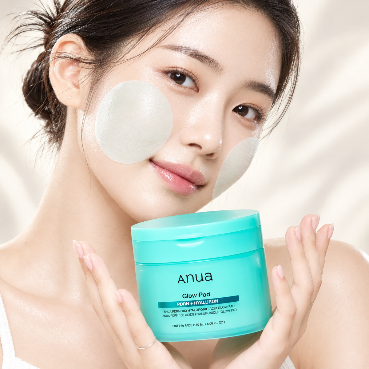 ANUA – PDRN 100 Hyaluronic Acid Glow Pad 60 Pads / 180 ml | Pads Hidratantes e Iluminadores con PDRN y Ácido Hialurónico