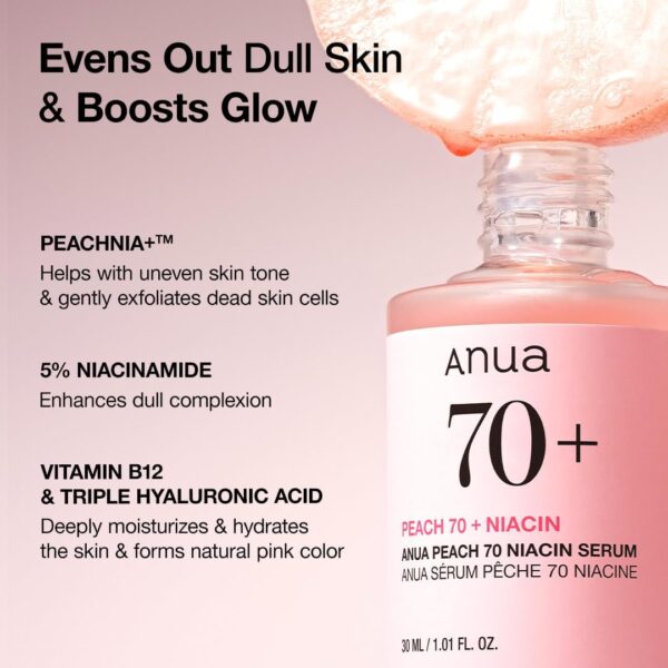ANUA - Peach 70% Niacinamide Serum 30 ML | Suero Luminosidad Y Brillo