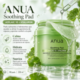 ANUA – Azelaic 10 Hyaluron Redness Soothing Pad 90 Pads / 230 ml | Pads Calmantes con Ácido Azelaico y Ácido Hialurónico