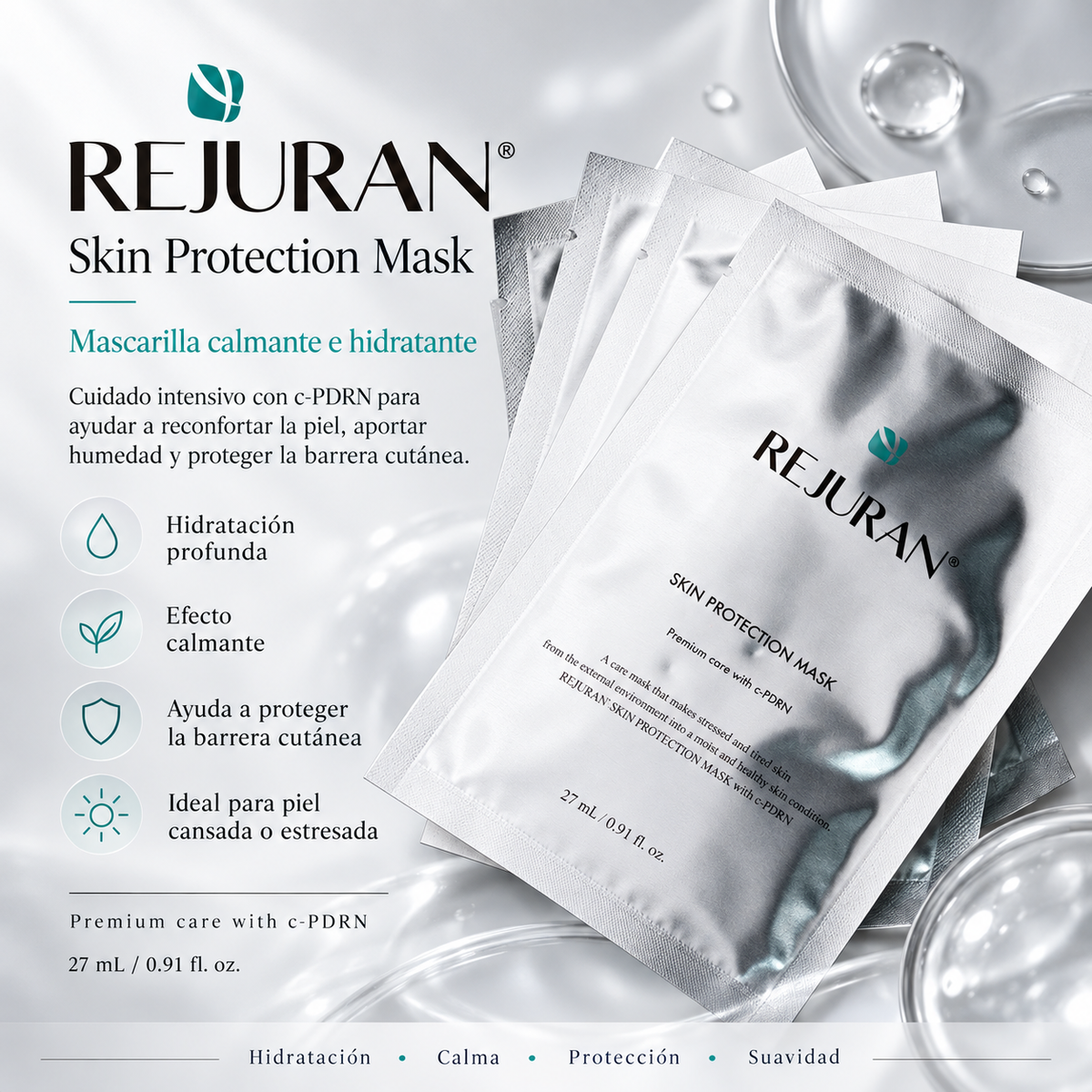REJURAN – Skin Protection Mask c-PDRN 5 Sheets | Mascarilla Facial Hidratante y Calmante