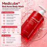 MEDICUBE – Red Acne Body Wash 400 ml | Limpiador Corporal Exfoliante con Niacinamida 5% + AHA BHA PHA