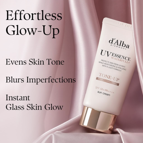 D’ALBA – Waterfull Tone-Up Sunscreen SPF 50+ 50 ml – Protector Solar Iluminador Tono Rosa