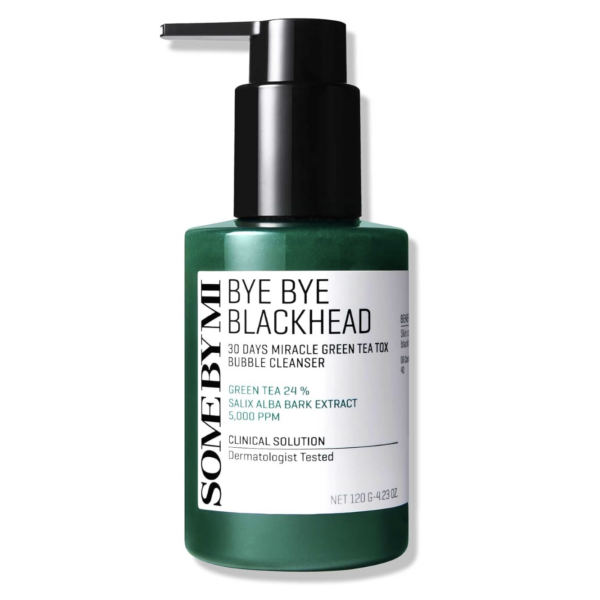 SOME BY MI - Bye Bye Blackhead 30 Days Miracle Green Tea Tox Bubble Cleanser 120 GR | Espuma Limpieza Profunda Y Exfoliante
