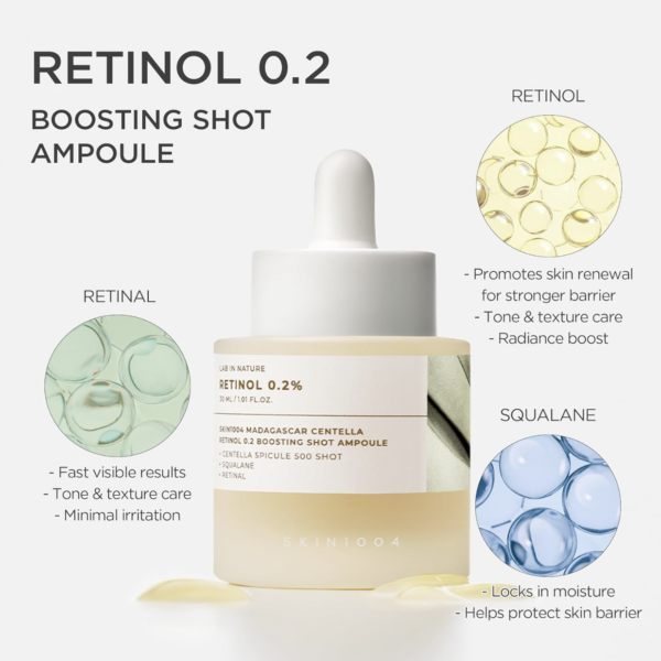 SKIN1004 Madagascar Centella Retinol 0.2 Boosting Shot Ampoule 30 ml – Ampolla on Retinol Suave y Centella