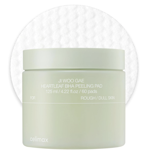 CELIMAX - JIWOOGAE Heartleaf BHA Peeling Pad – 125 ml (60 Pads) | Exfoliación Suave y Limpieza de Poros