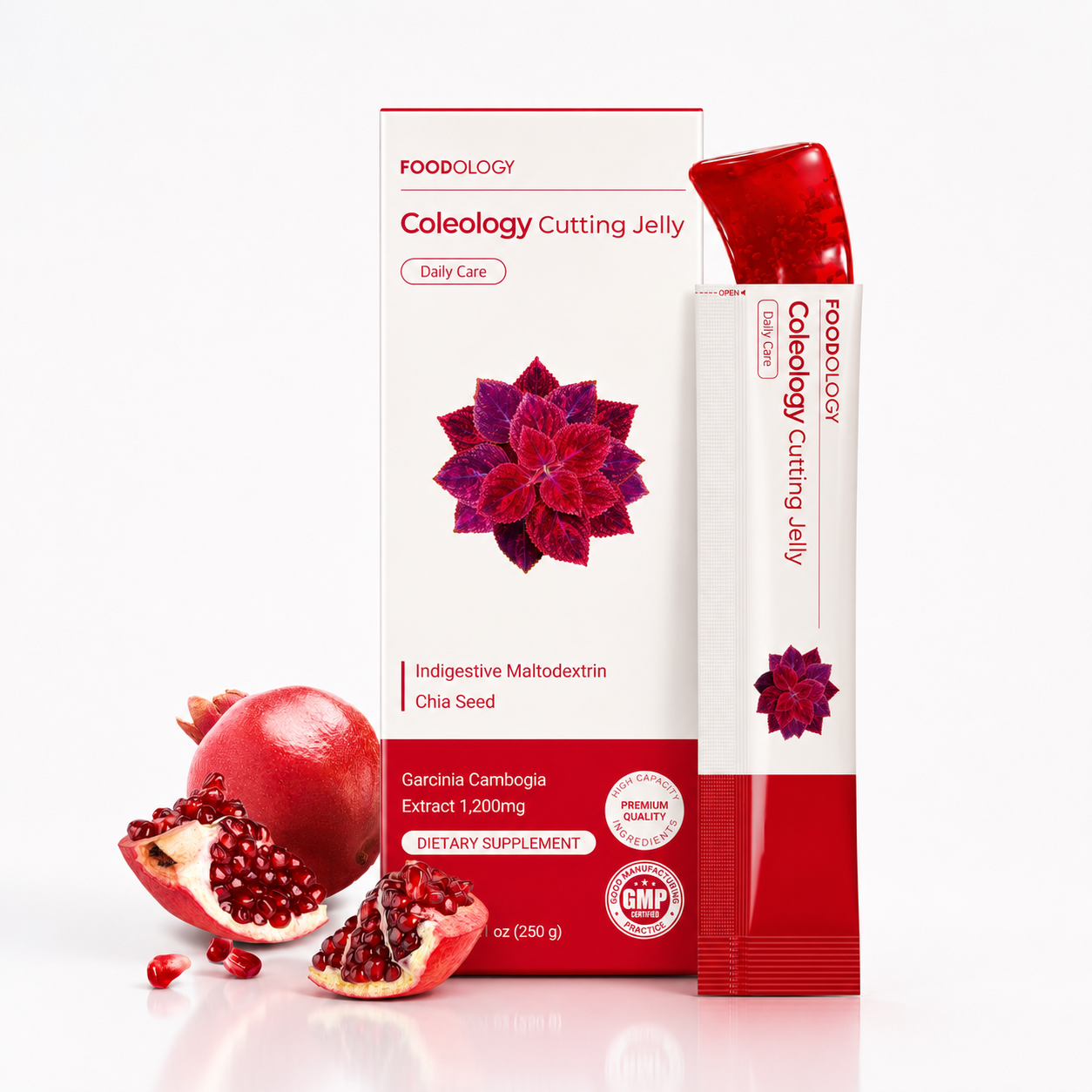 Foodology - Coleology Cutting Jelly – Suplemento en Jelly de Granada con Garcinia Cambogia y Fibra 10 Sticks