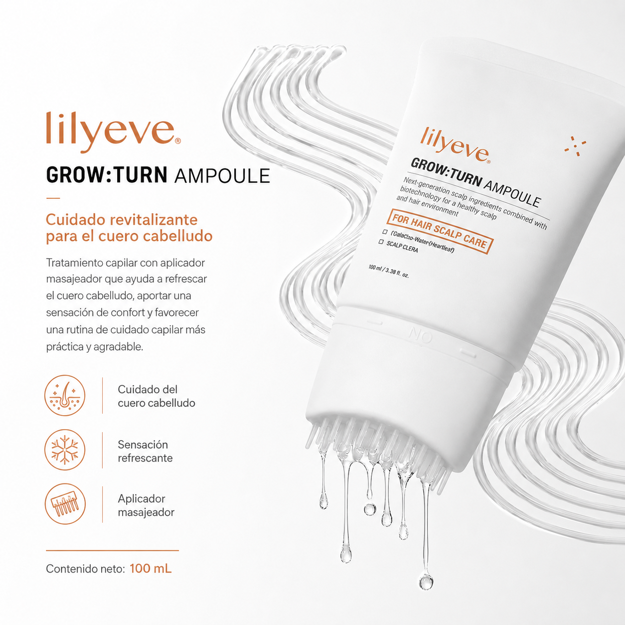 Lilyeve - Grow:Turn Exosome Brush Ampoule – Suero Capilar Fortalecedor con Exosomas y Cafeína 100 ml