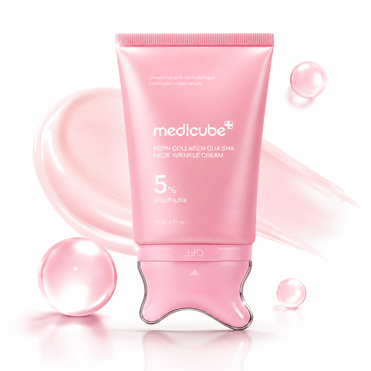 Medicube - PDRN Collagen Gua Sha Neck Wrinkle Cream – Crema Reafirmante para Cuello con PDRN, Colágeno y 5% Volufiline 90 g
