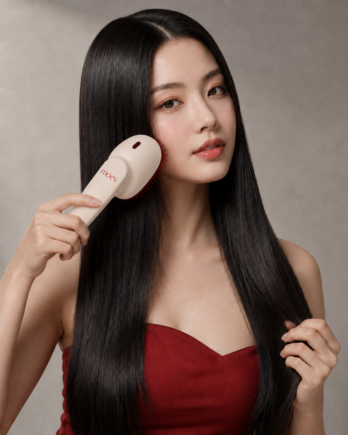 MOEV - Hair Steamer Pro – Cepillo Capilar con Vapor, Microvibración y Tratamiento de Aceite