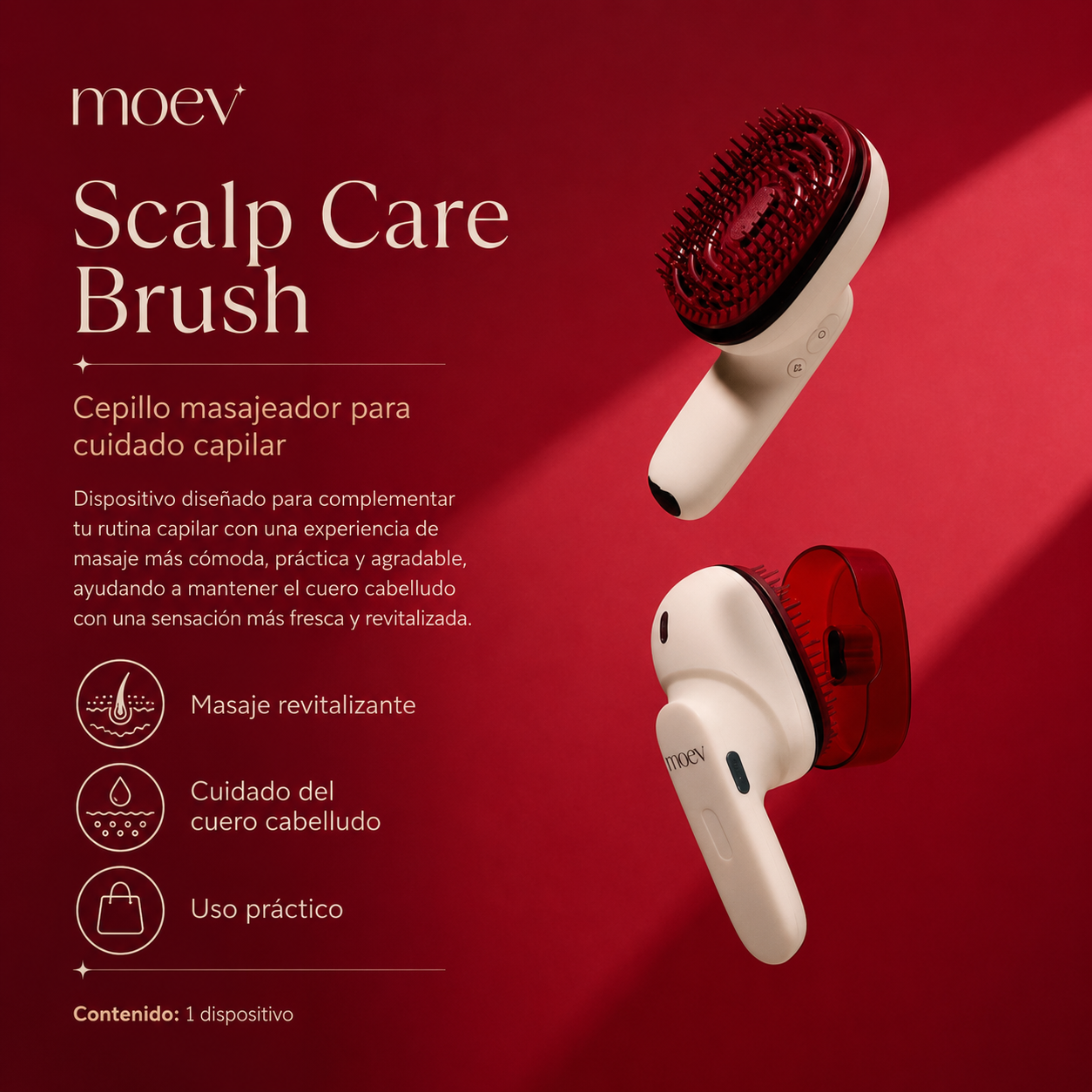 MOEV - Hair Steamer Pro – Cepillo Capilar con Vapor, Microvibración y Tratamiento de Aceite