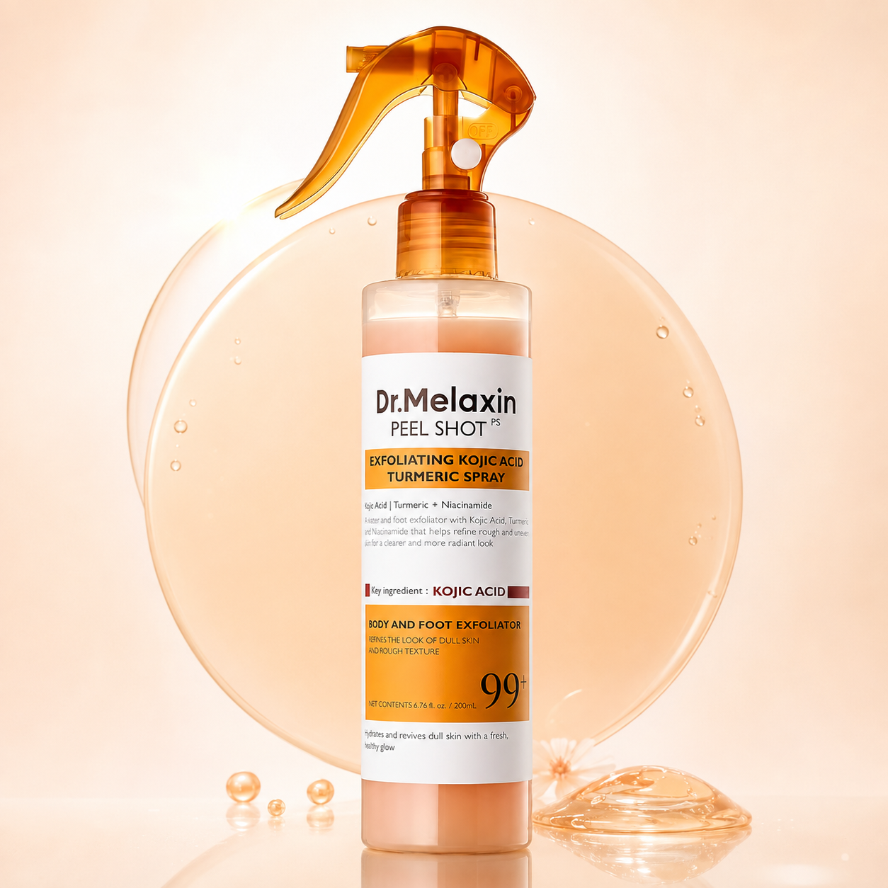 Dr. Melaxin - Peel Shot PS Exfoliating Kojic Acid Turmeric Spray – Spray Exfoliante Corporal con Ácido Kójico y Cúrcuma 200 ml