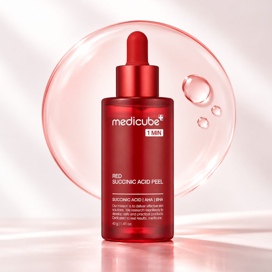 Medicube Red Acne Succinic Acid Peel – Peeling Facial de 1 Minuto con Ácido Succínico, AHA y BHA 40 g