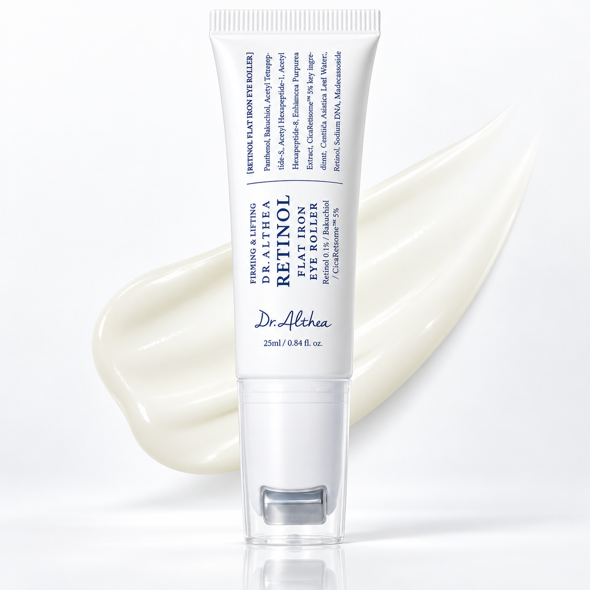 Dr. Althea - Retinol Flat Iron Eye Roller – Contorno de Ojos con Retinol, Bakuchiol, Péptidos y Aplicador Gua Sha 25 ml