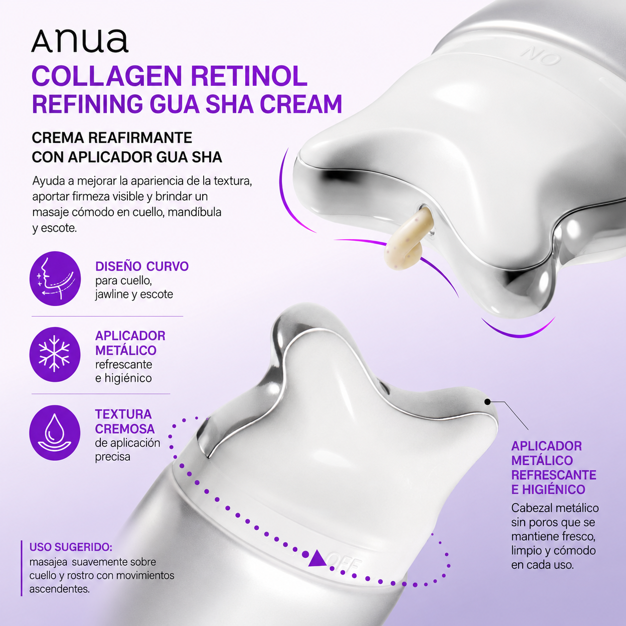 Anua - Collagen Retinol Refining Gua Sha Cream – Crema Reafirmante para Cuello con Retinol, Colágeno y Péptidos 80 ml