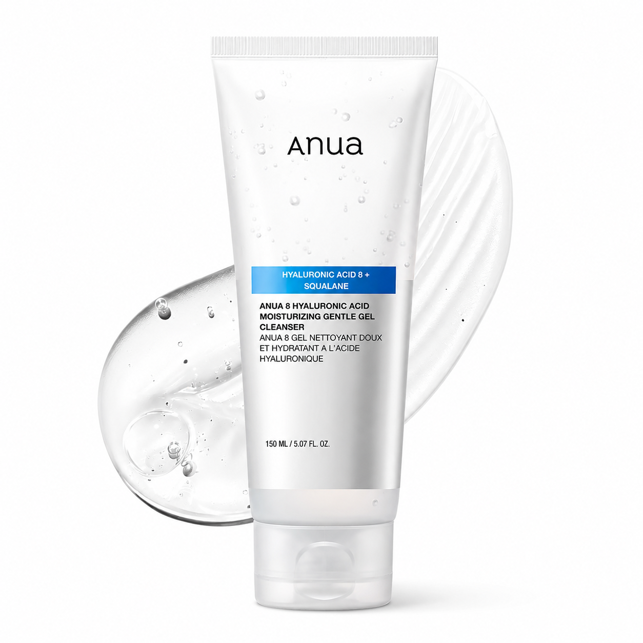 Anua - 8 Hyaluronic Acid Moisturizing Gentle Gel Cleanser – Limpiador Facial Hidratante con 8 Ácidos Hialurónicos y Escualano 150 ml