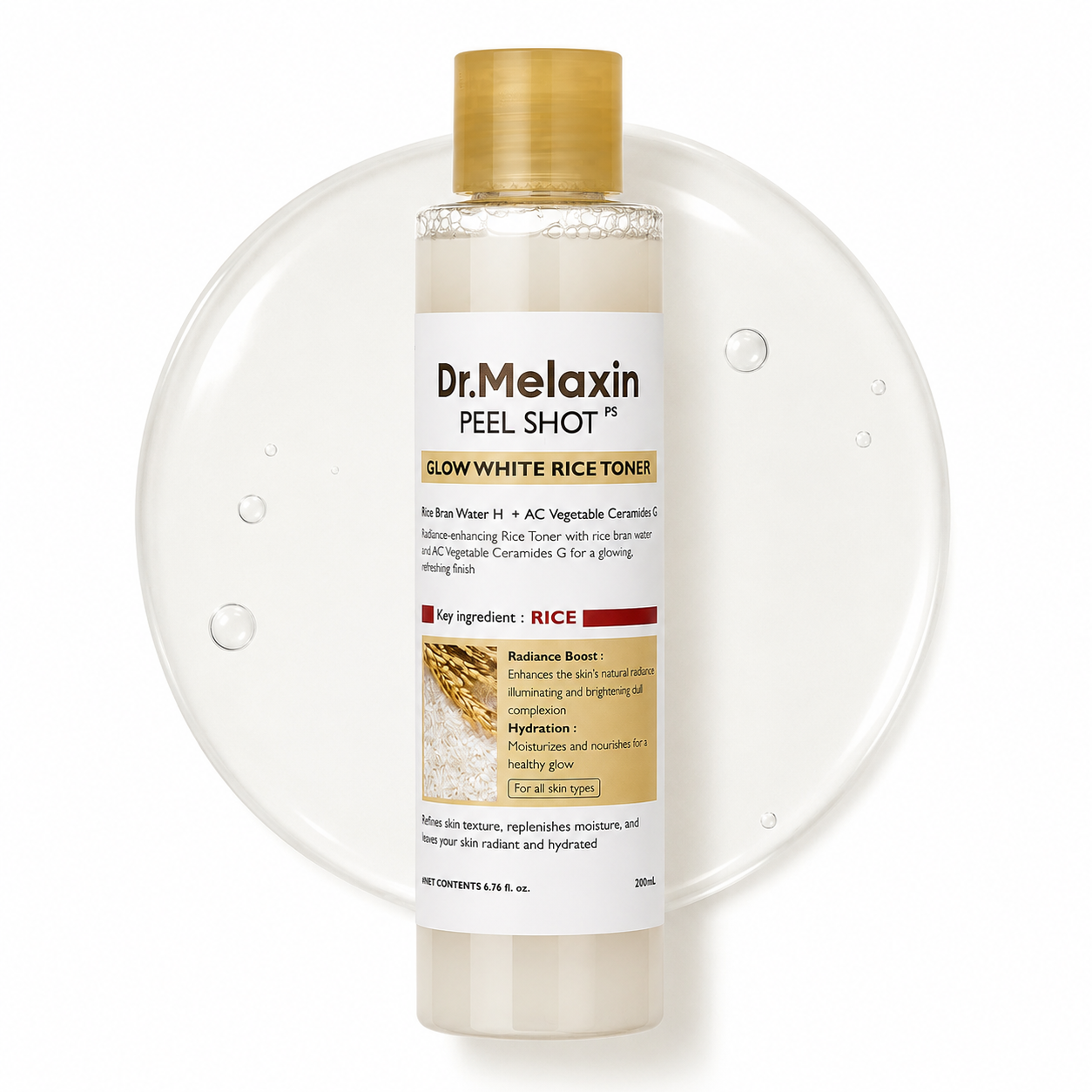 Dr.Melaxin - Peel Shot PS Glow White Rice Toner - Tónico Iluminador Hidratante con Arroz 200 ml