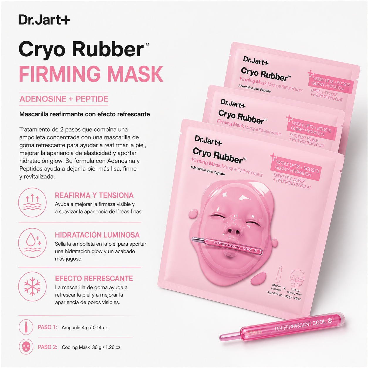 Dr.Jart+ - Cryo Rubber Firming Mask - Mascarilla Reafirmante con Péptidos y Adenosina 1 pza
